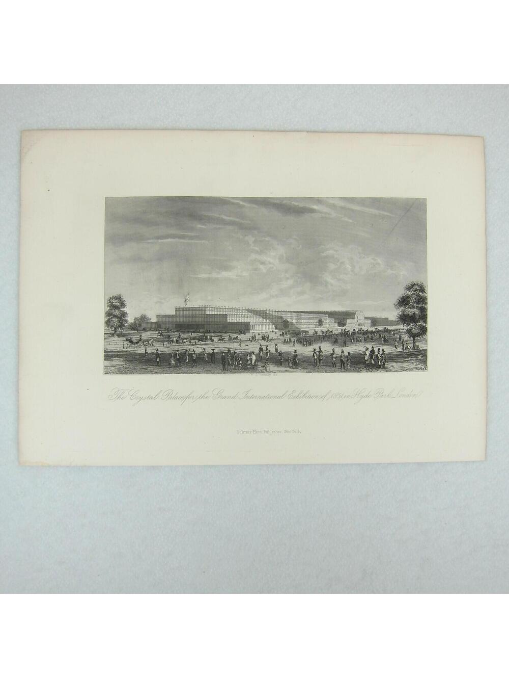 Antique 1851 Engraving Print Crystal Palace Grand International Exhibition RARE